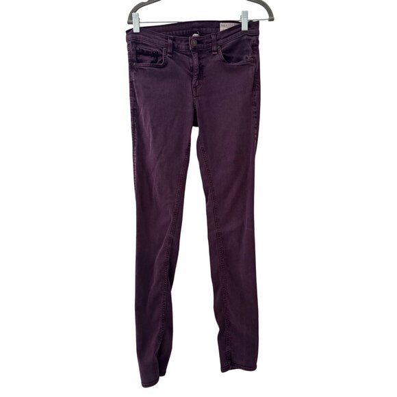 Rag & Bone Womens Purple Burgundy Mid Rise Skinny Jeans Distressed Denim - Picture 2 of 14